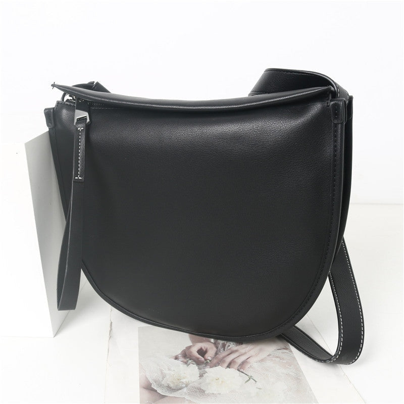 Womens Calfskin Leather Large Cross Body half moon Bag