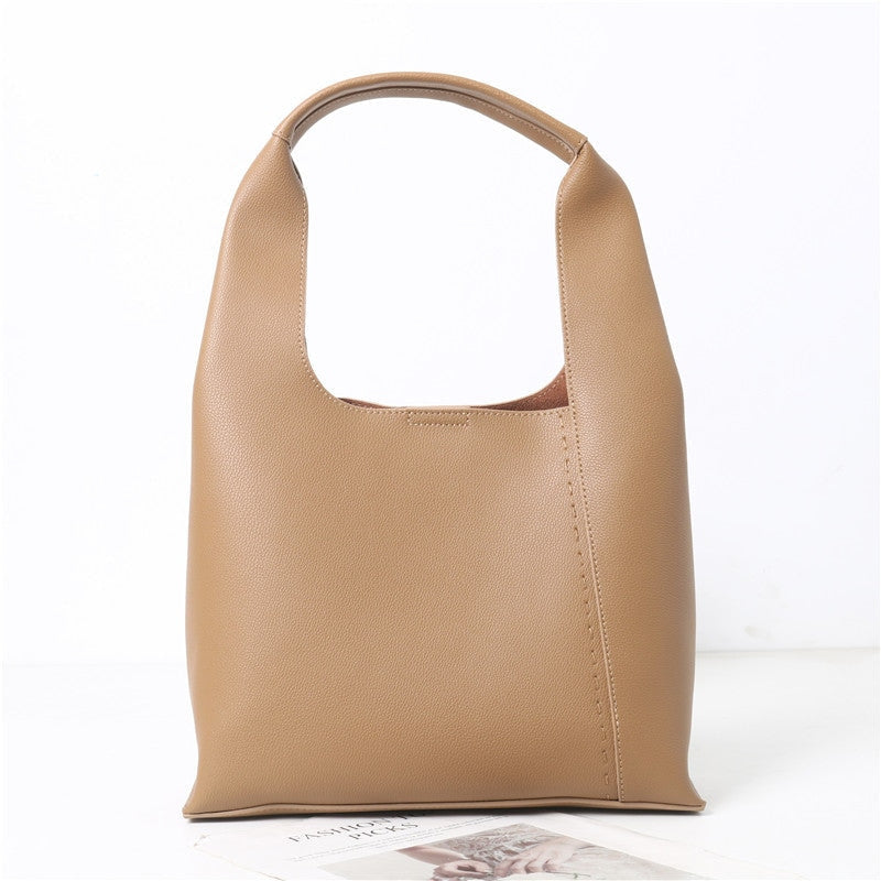 Womens Calfskin Leather Large Underarm Hobo Bag With Pouch