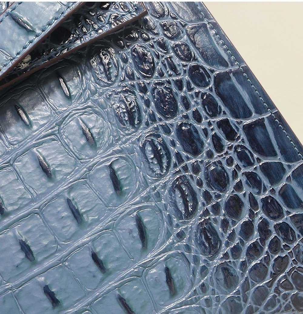 Womens Embossed Crocodile Pattern Calfskin Leather Padlock Shoulder Bag