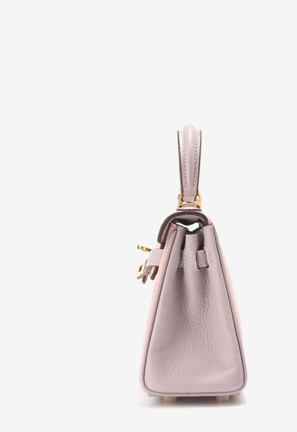 Womens Mini Padlock Pink / Mauve Pale Gold Hardware Grainy Togo Leather