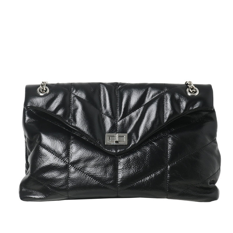 Womens Quilted Calfskin Leather Shoulder Bag