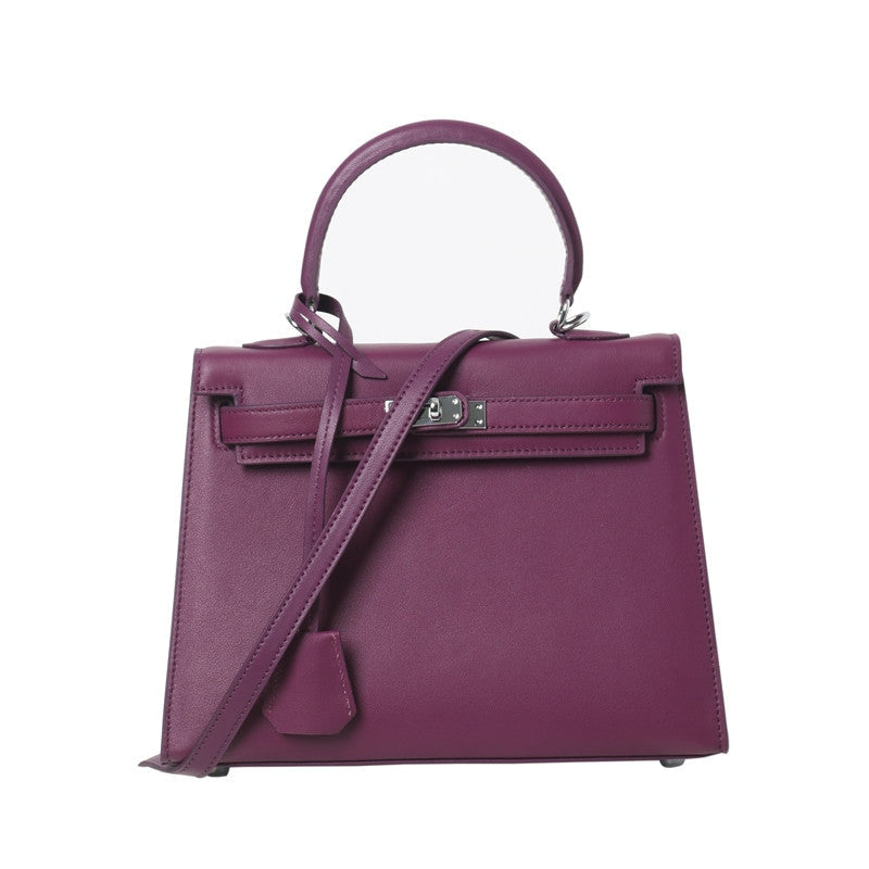 Womens Swift Leather Padlock Top Handle Cross Body Bag