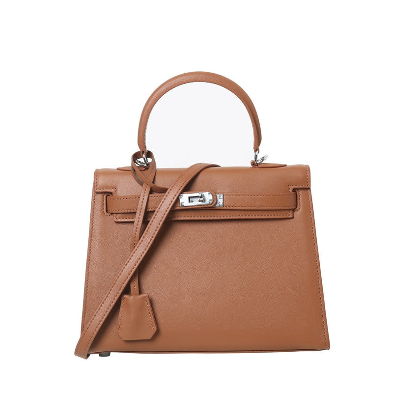 Womens Swift Leather Padlock Top Handle Cross Body Bag