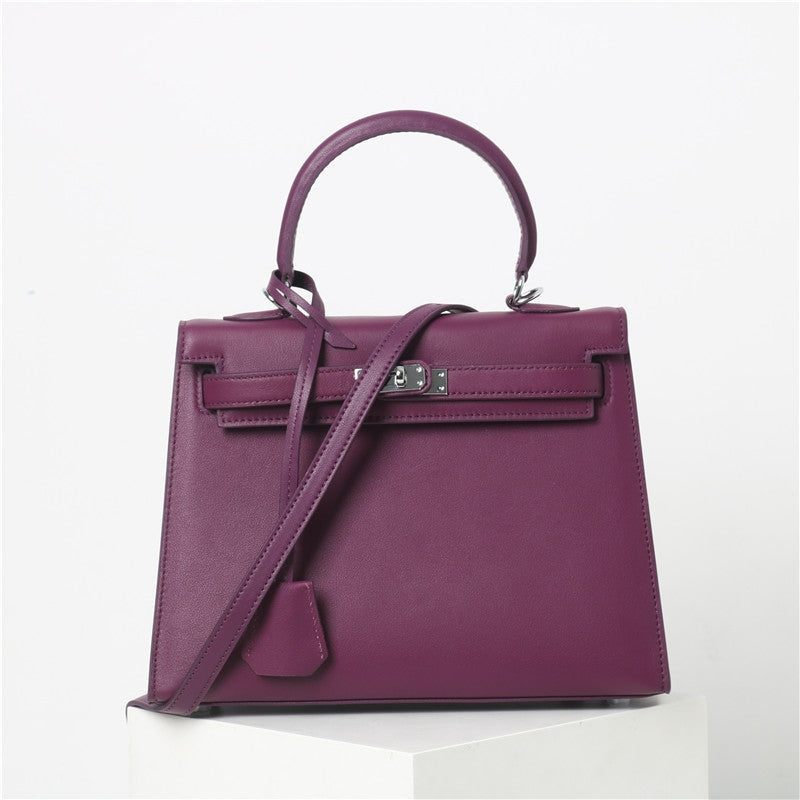 Womens Swift Leather Padlock Top Handle Cross Body Bag