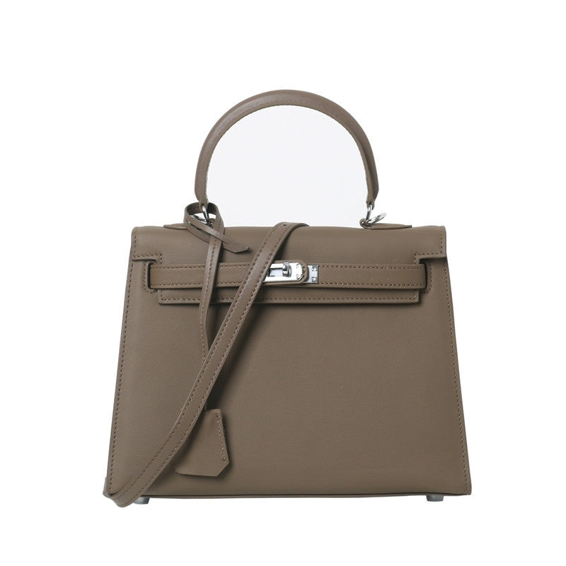 Womens Swift Leather Padlock Top Handle Cross Body Bag
