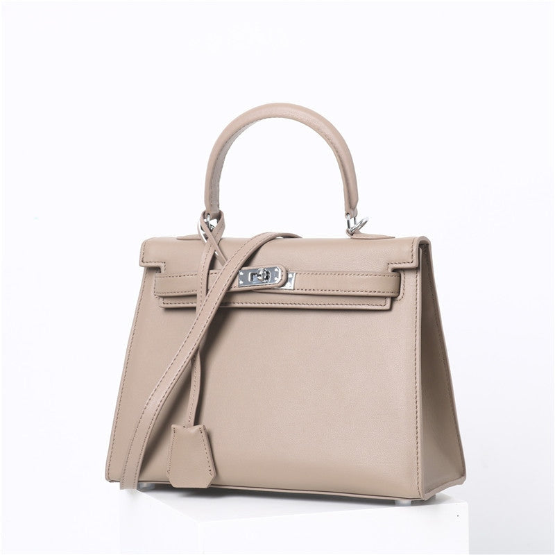 Womens Swift Leather Padlock Top Handle Cross Body Bag