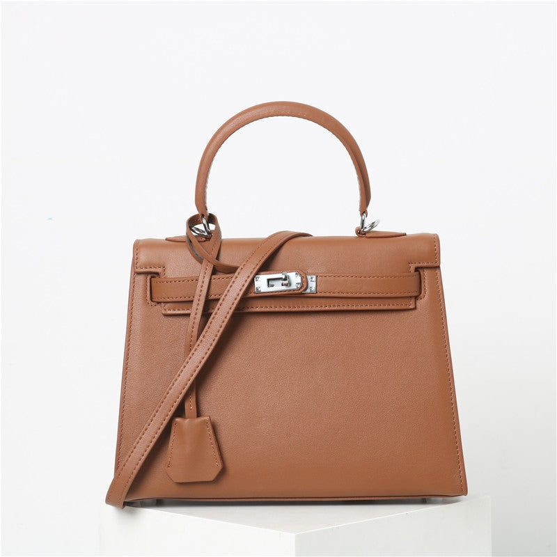 Womens Swift Leather Padlock Top Handle Cross Body Bag