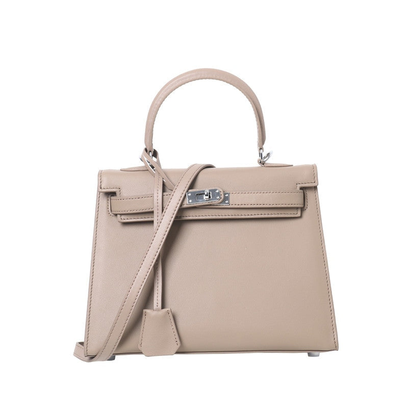 Womens Swift Leather Padlock Top Handle Cross Body Bag