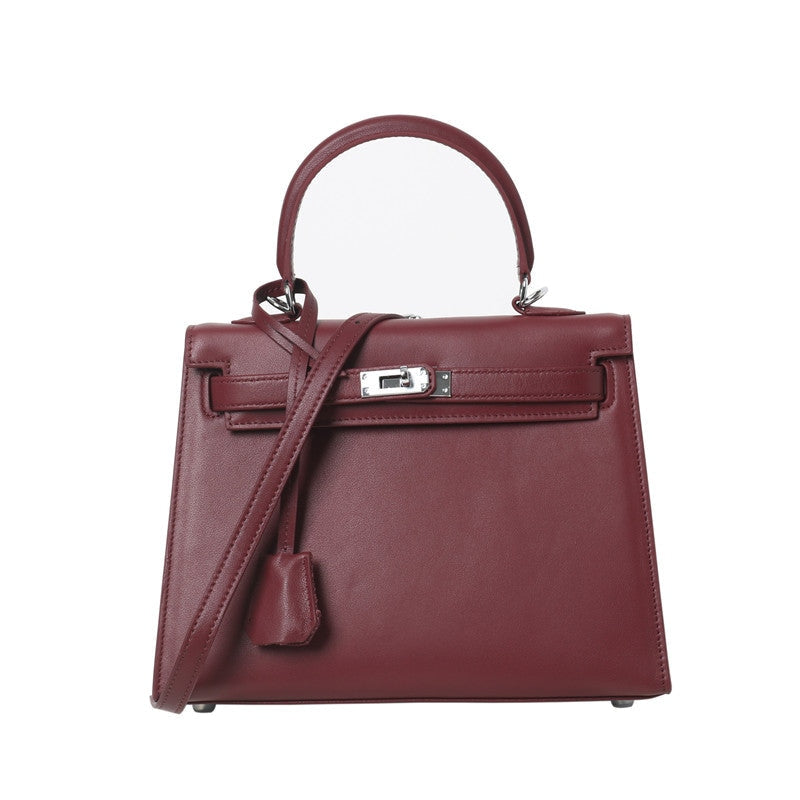 Womens Swift Leather Padlock Top Handle Cross Body Bag