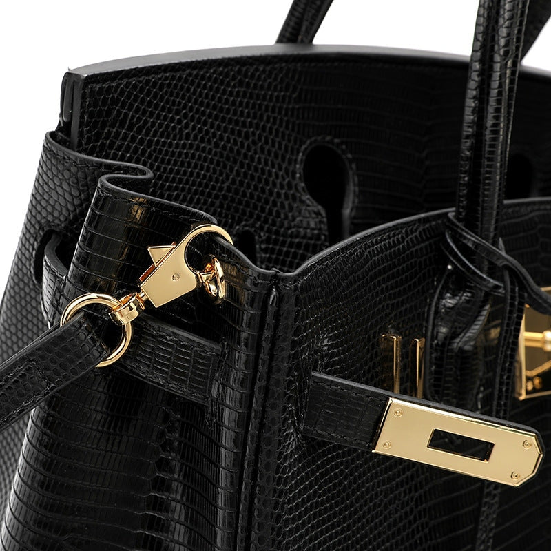 Cross Body Shoulder Bag Lizard Pattern Padlock Birkin Tote