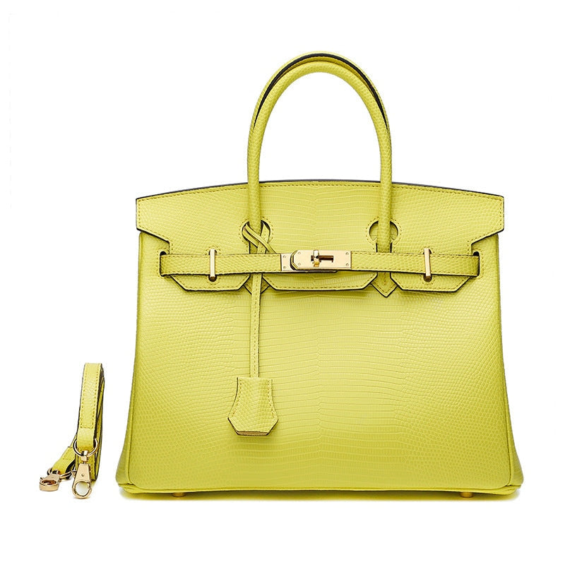 Cross Body Shoulder Bag Lizard Pattern Padlock Birkin Tote