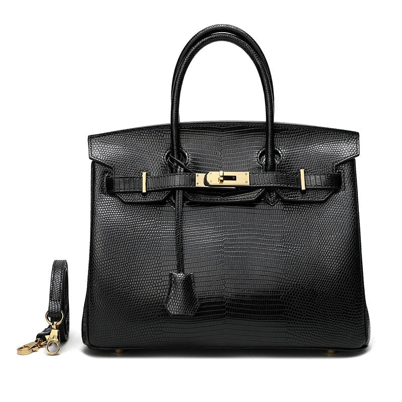 Cross Body Shoulder Bag Lizard Pattern Padlock Birkin Tote