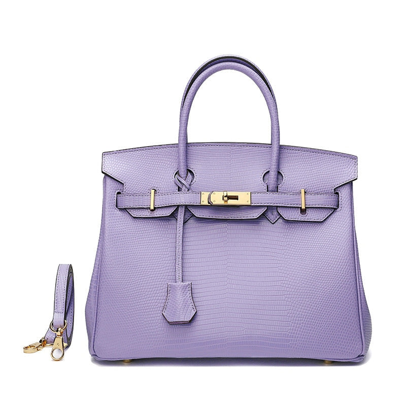 Cross Body Shoulder Bag Lizard Pattern Padlock Birkin Tote
