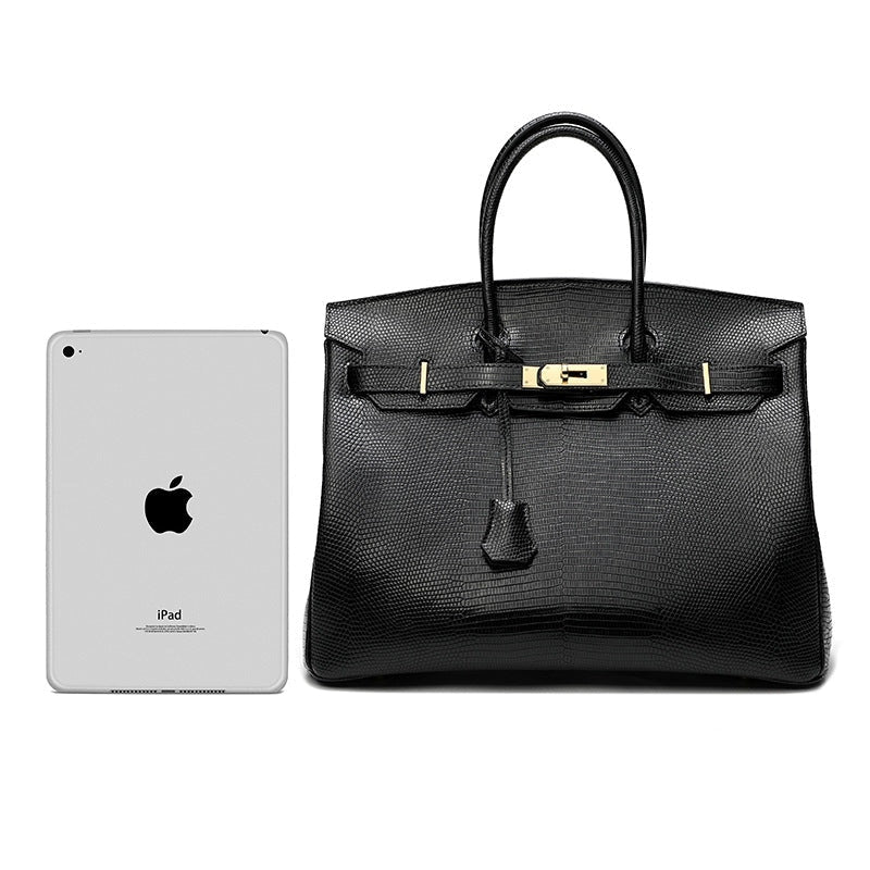 Cross Body Shoulder Bag Lizard Pattern Padlock Birkin Tote