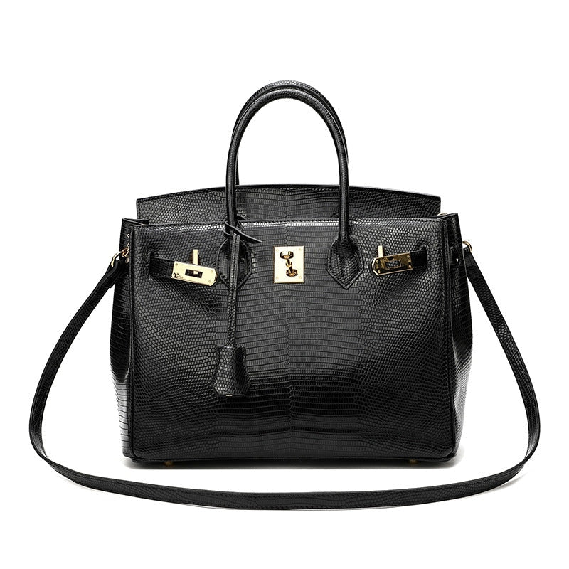 Cross Body Shoulder Bag Lizard Pattern Padlock Birkin Tote