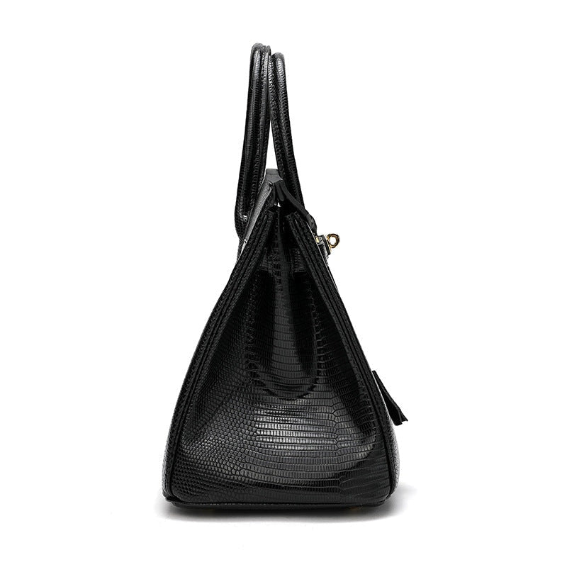 Cross Body Shoulder Bag Lizard Pattern Padlock Birkin Tote