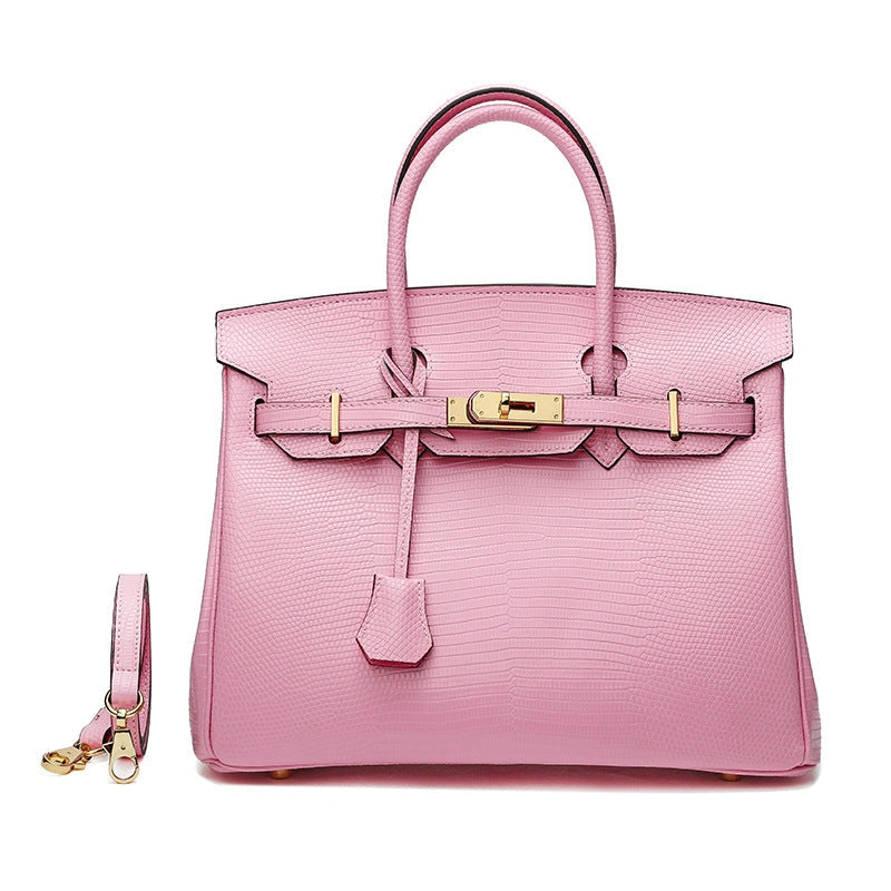 Cross Body Shoulder Bag Lizard Pattern Padlock Birkin Tote
