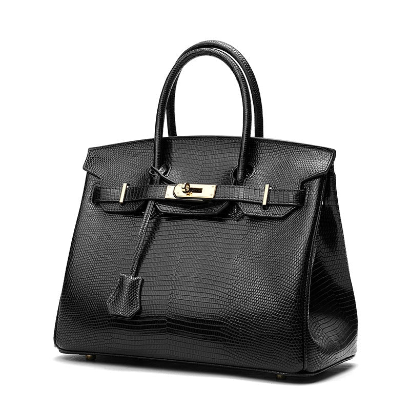 Cross Body Shoulder Bag Lizard Pattern Padlock Birkin Tote