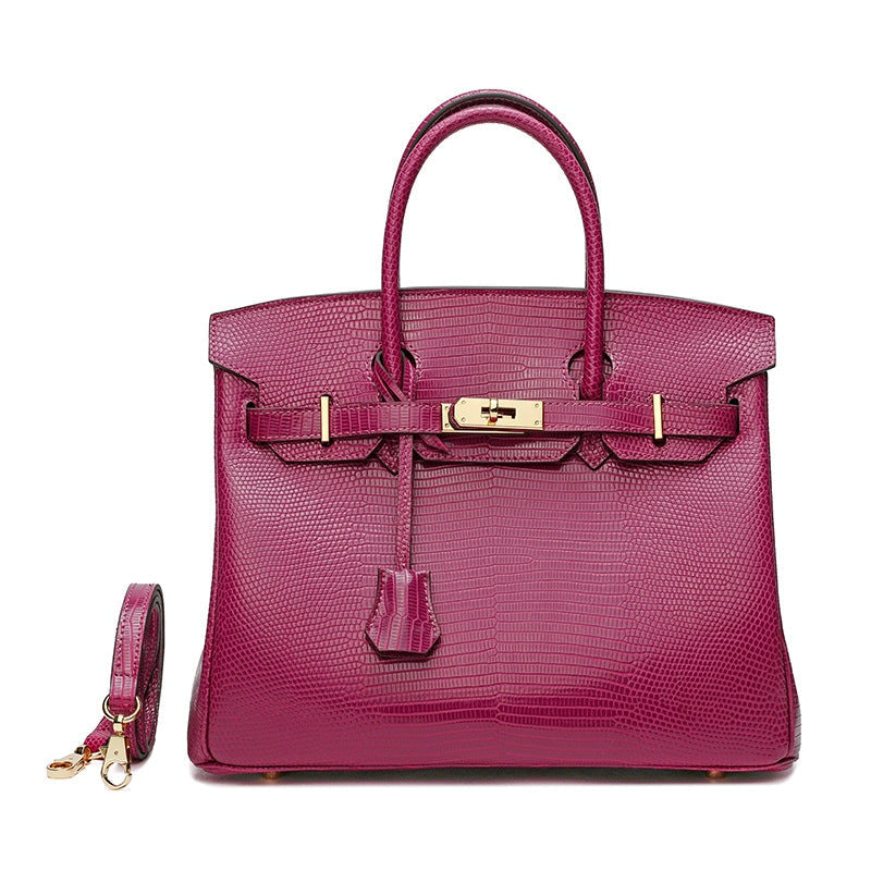 Cross Body Shoulder Bag Lizard Pattern Padlock Birkin Tote