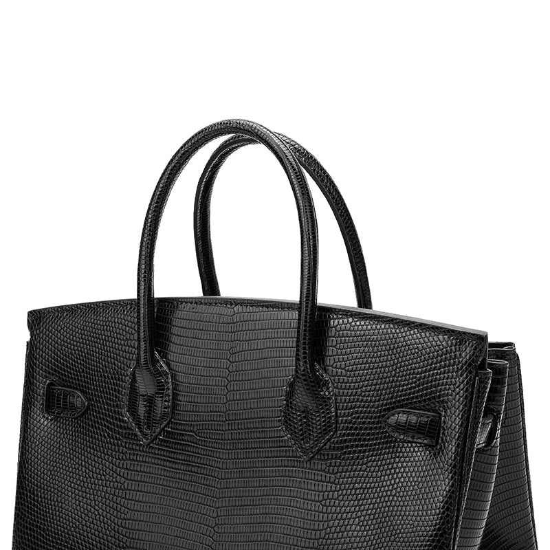 Cross Body Shoulder Bag Lizard Pattern Padlock Birkin Tote