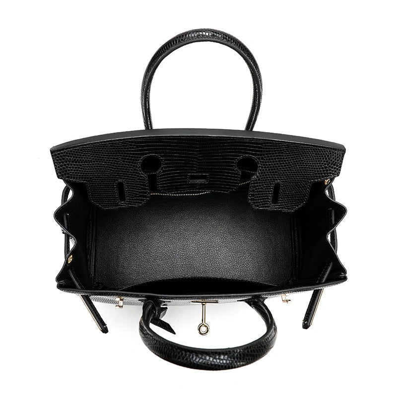 Cross Body Shoulder Bag Lizard Pattern Padlock Birkin Tote