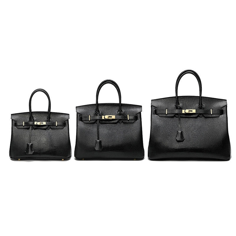Cross Body Shoulder Bag Lizard Pattern Padlock Birkin Tote