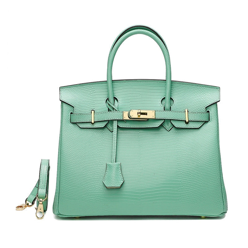 Cross Body Shoulder Bag Lizard Pattern Padlock Birkin Tote