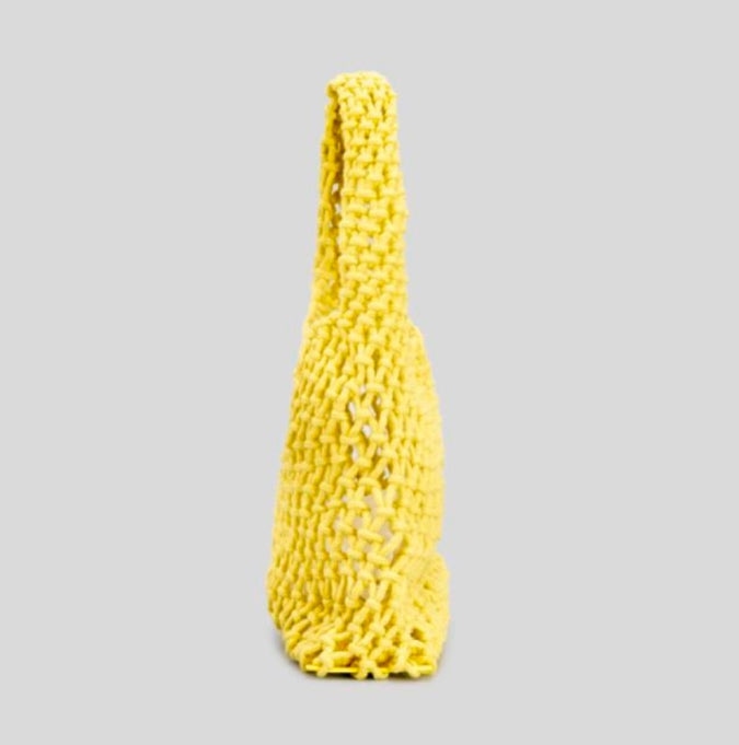 Hand-Woven Cotton Hemp Knitted Small Shopping Hobo Handle Bags Natural Dyed