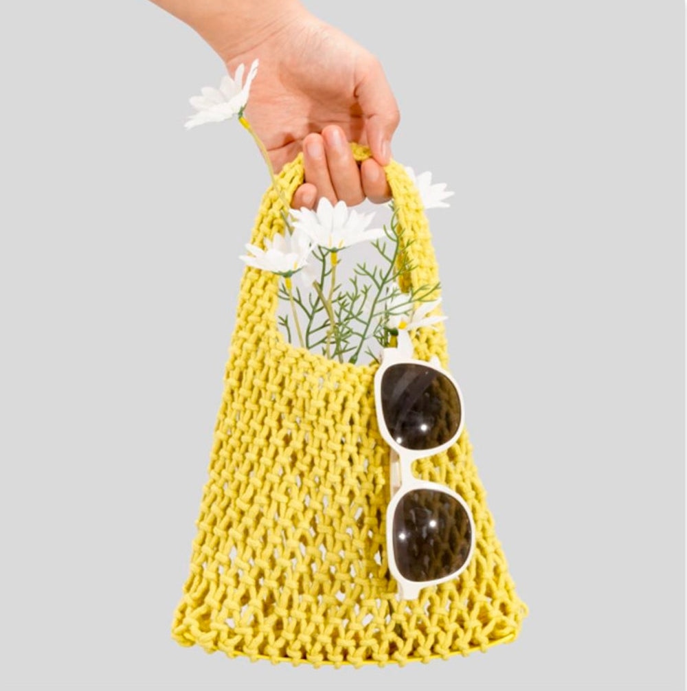 Hand-Woven Cotton Hemp Knitted Small Shopping Hobo Handle Bags Natural Dyed