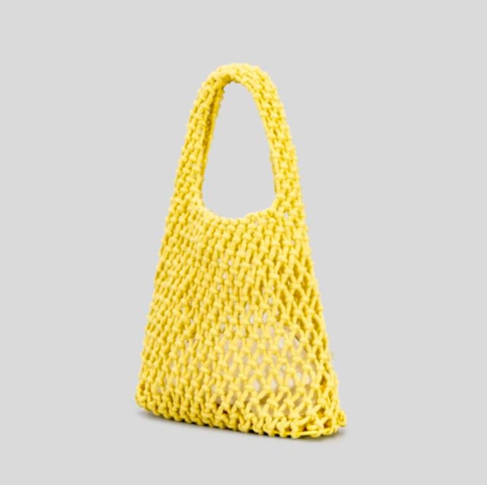 Hand-Woven Cotton Hemp Knitted Small Shopping Hobo Handle Bags Natural Dyed