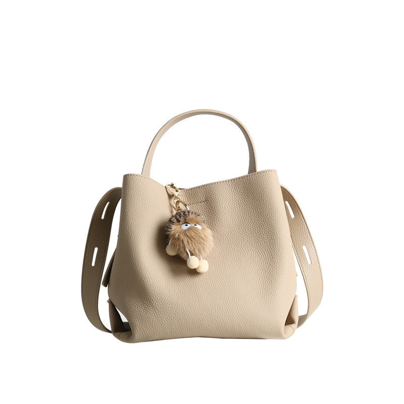Leather Bucket Tote Bag