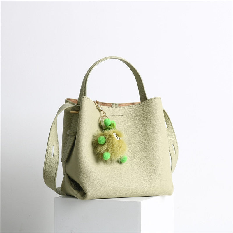 Leather Bucket Tote Bag