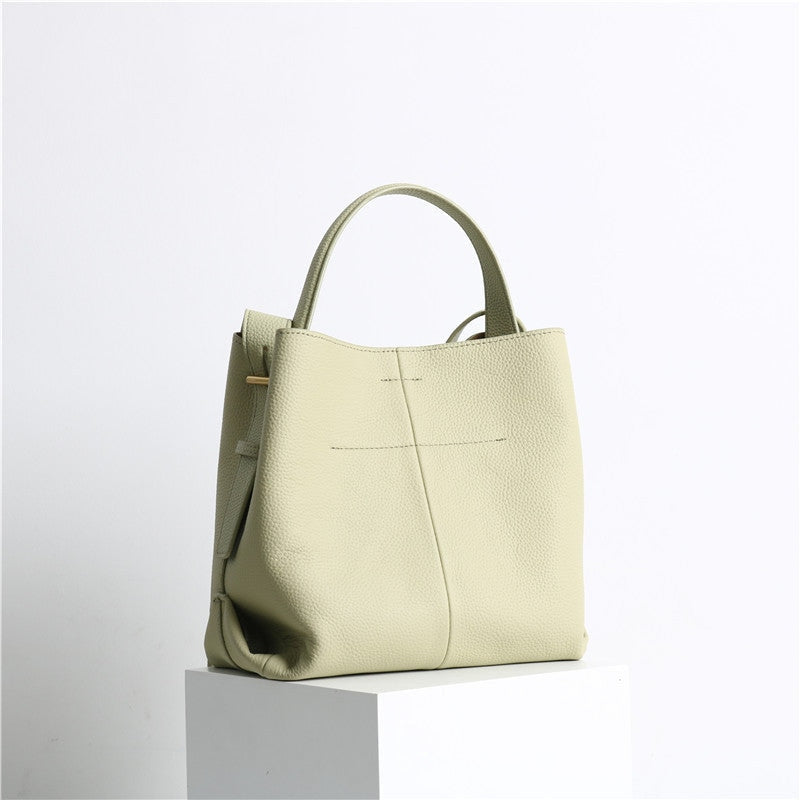 Leather Bucket Tote Bag
