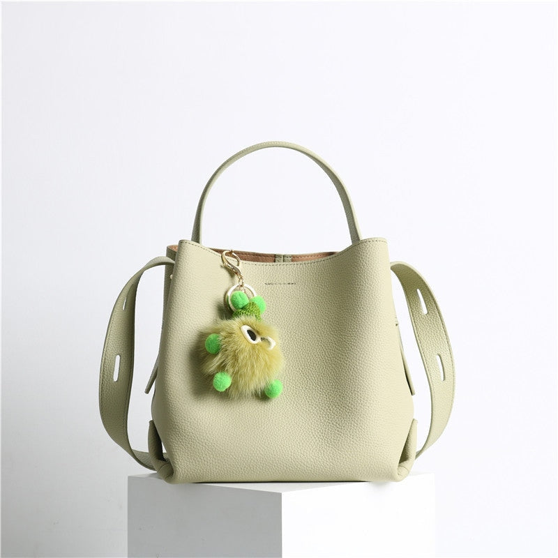 Leather Bucket Tote Bag