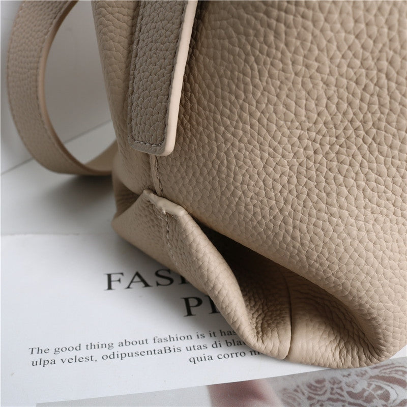 Leather Bucket Tote Bag