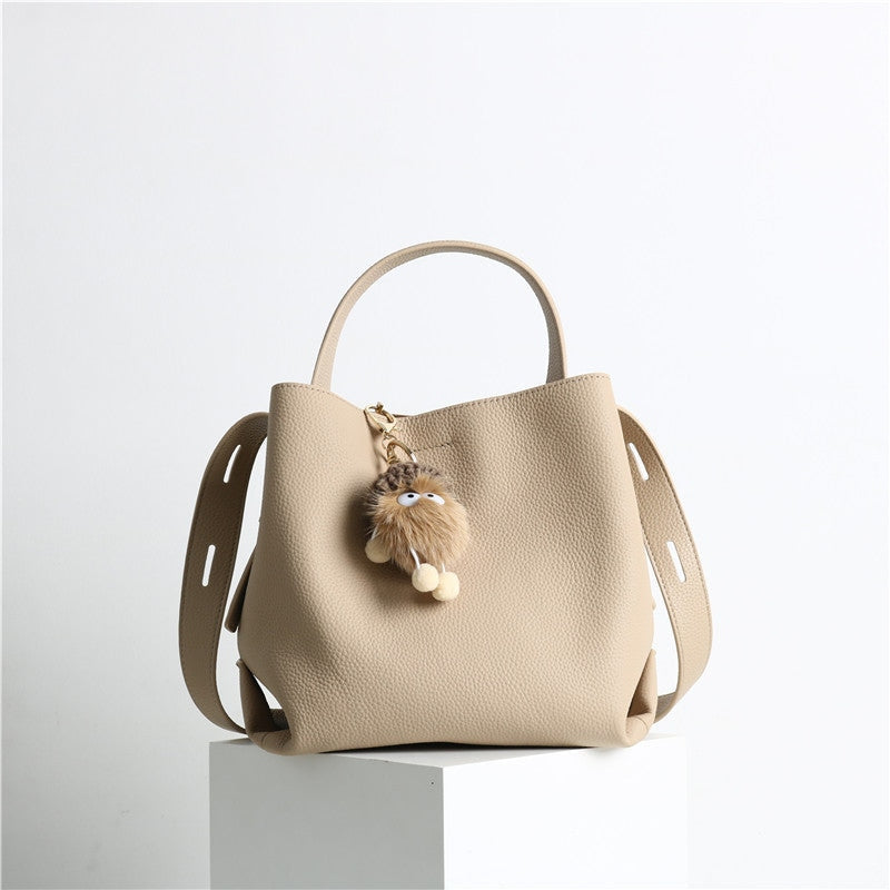 Leather Bucket Tote Bag