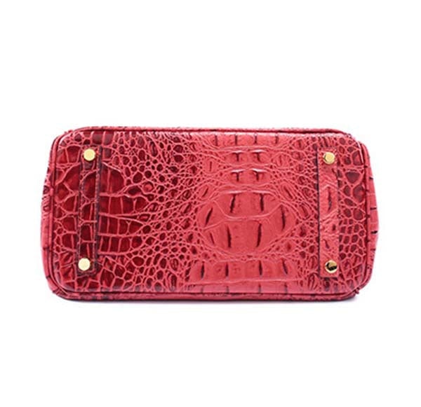 Leather Messenger Shoulder Bag Crocodile Bone Pattern Padlock Birkin Tote