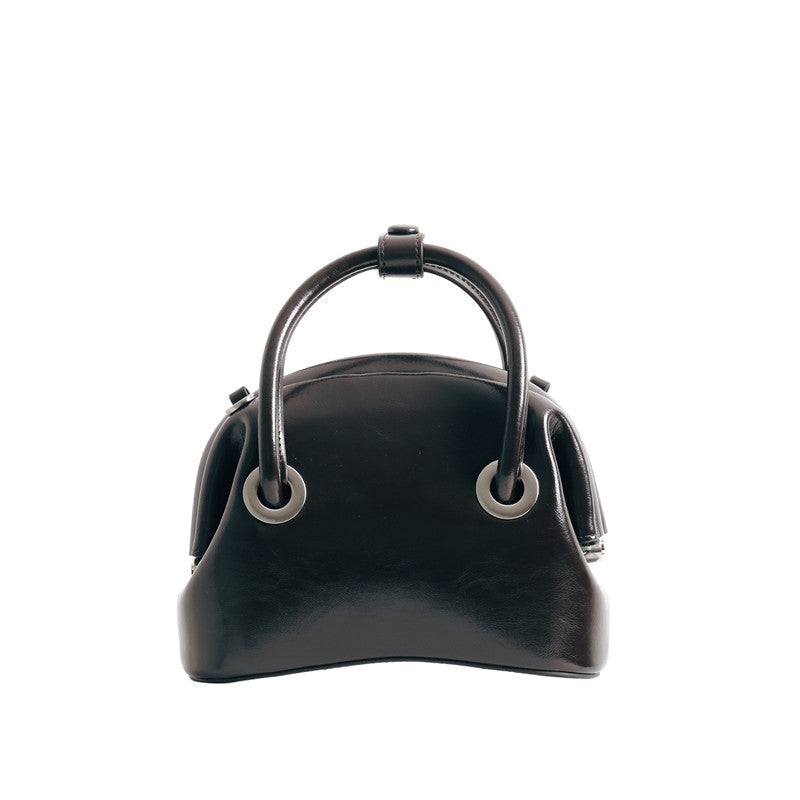 Mini Leather Circle Top Handle Bag