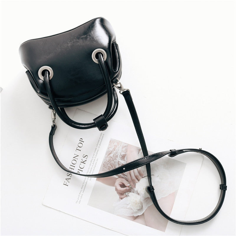 Mini Leather Circle Top Handle Bag