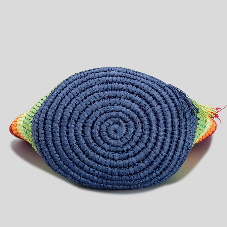 Rainbow Striped Multi-Coloured Raffia Tote Bag