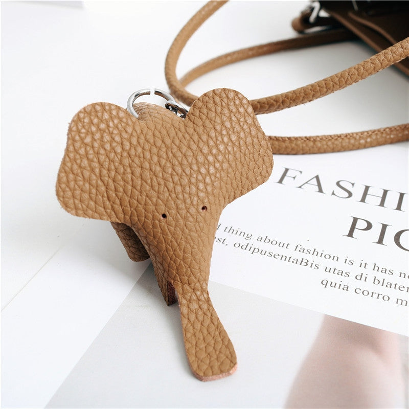 Small Bucket Bag In Grainy Calfskin Leather With Elephant Hanger