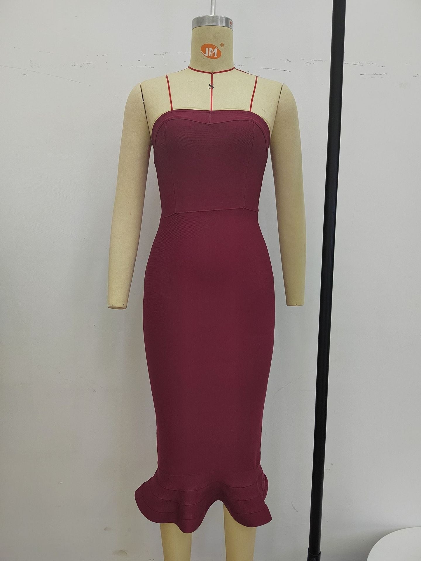 Solid Strapless Mermaid Bodycon Dress