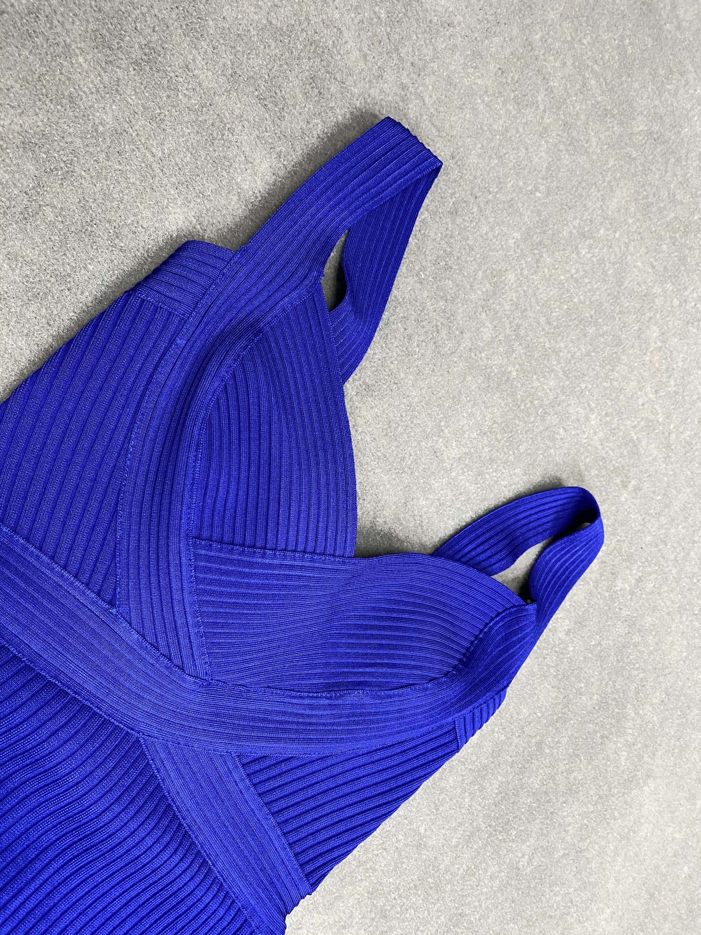 Winnal Classic Backless Low Cut Mini Bodycon Bandage Dress Blue