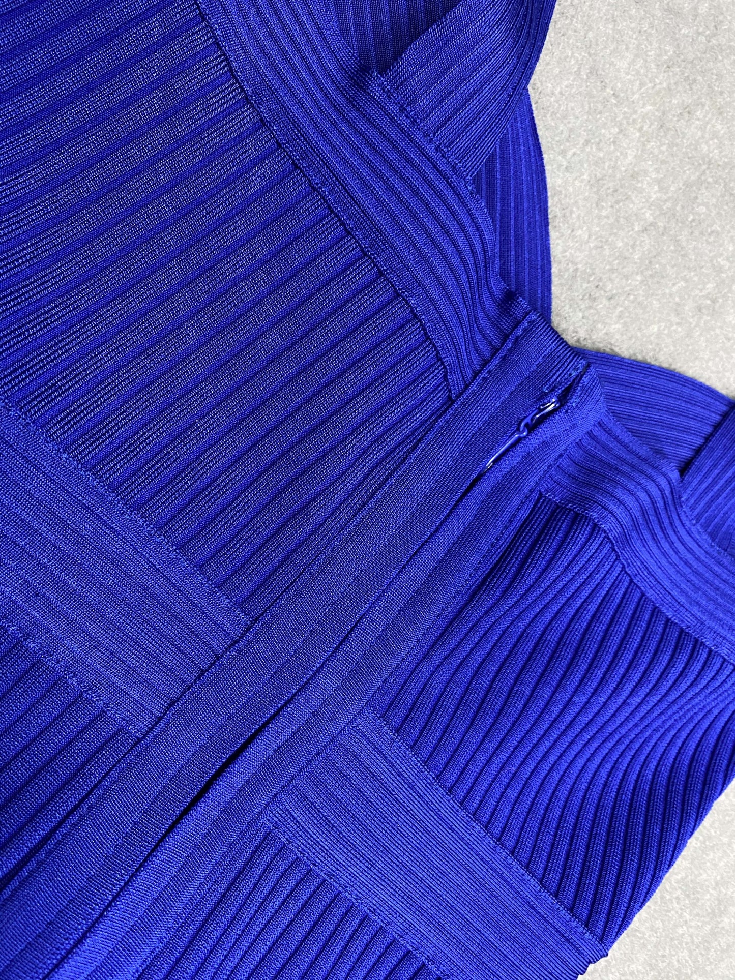 Winnal Classic Backless Low Cut Mini Bodycon Bandage Dress Blue