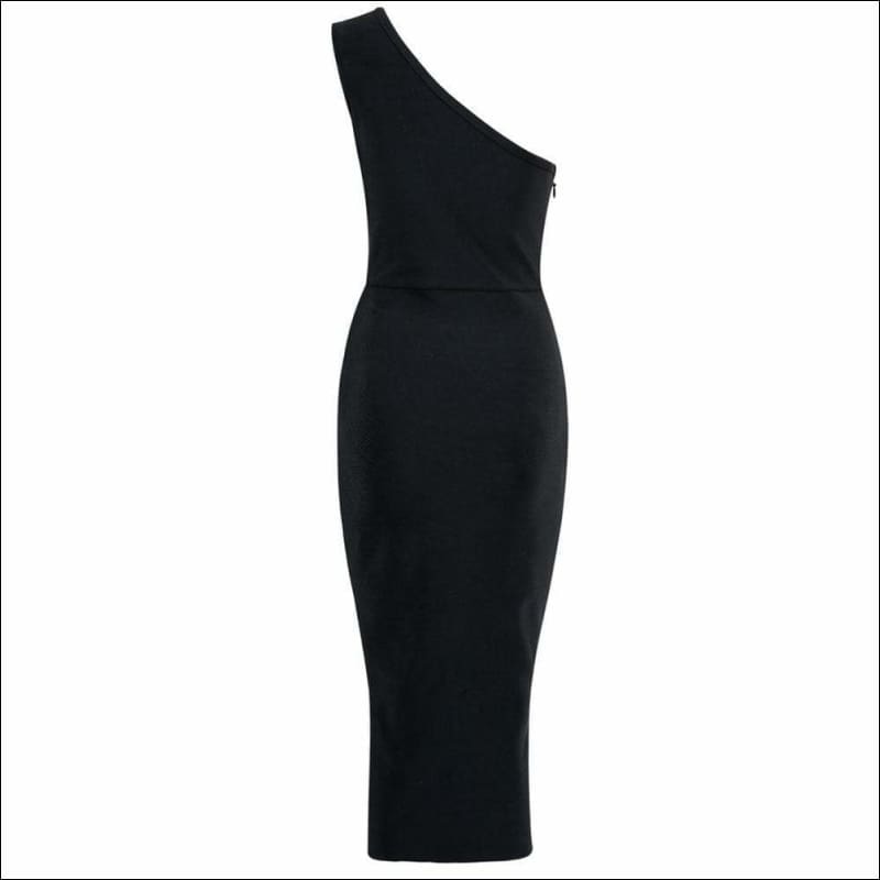 Winnal Crepe One Shoulder Side Open Two Tone Bodycon Dress
