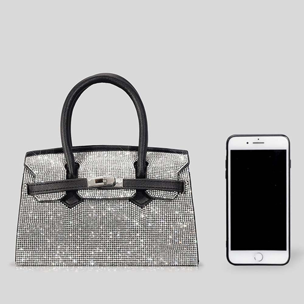 Winnal Crystal Padlock Birkin Style Top Handle Bag