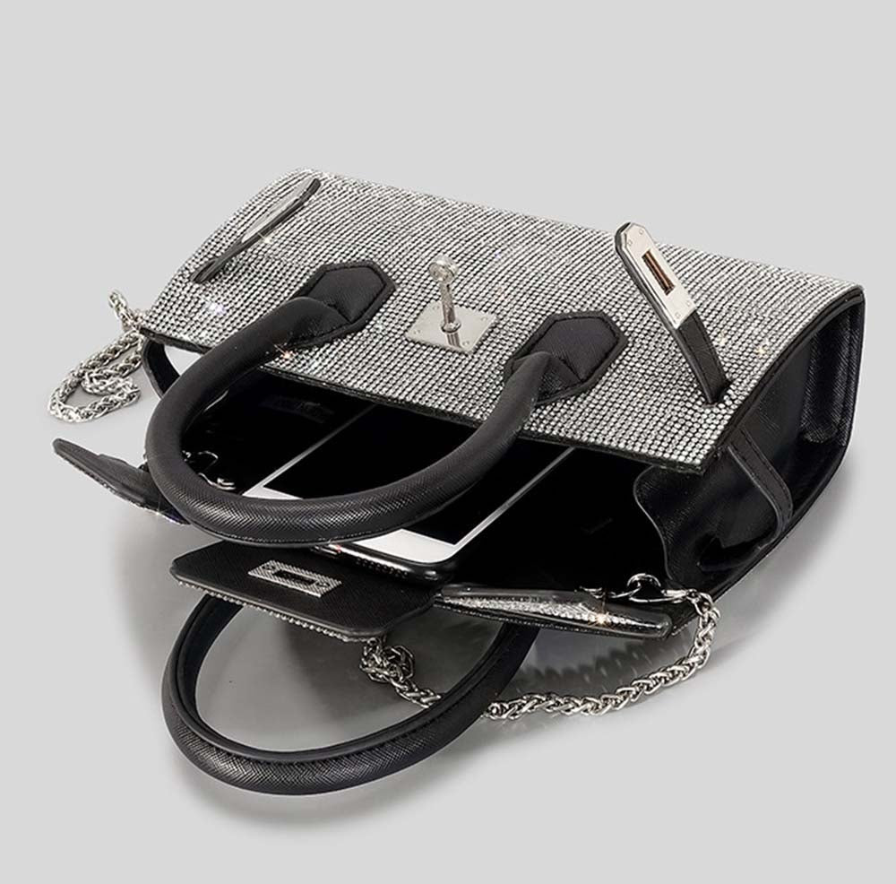 Winnal Crystal Padlock Birkin Style Top Handle Bag