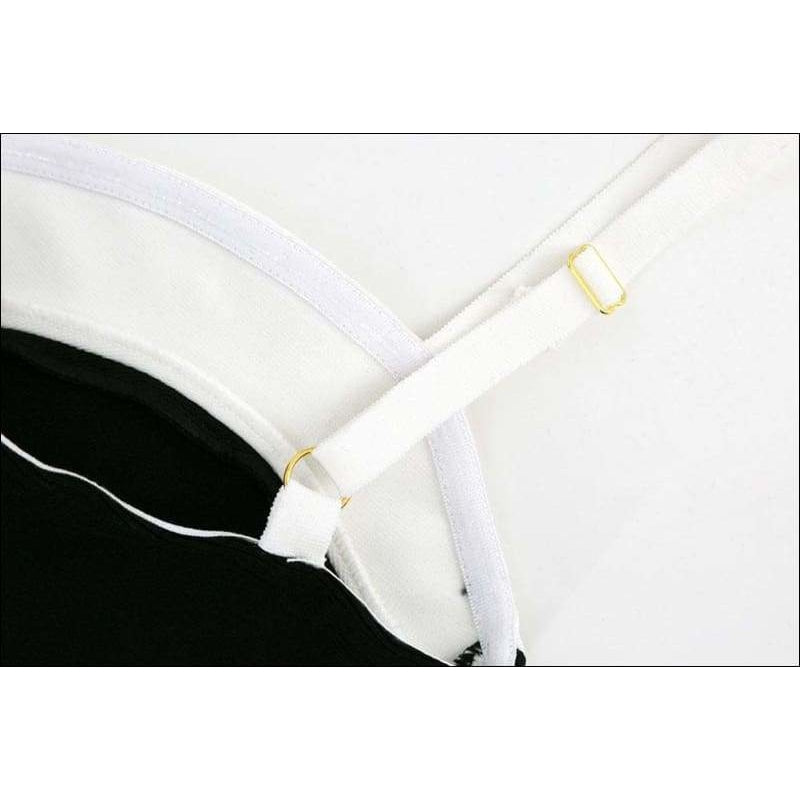 Winnal Double Strap Bodycon Dress V Neck Backless Two Tone Midi