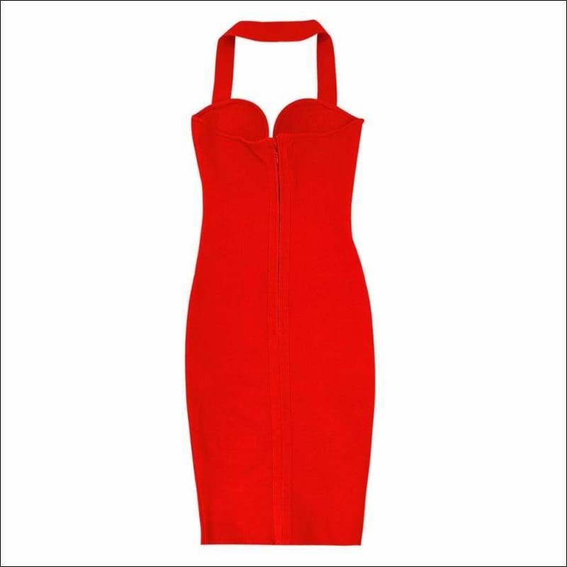Winnal Red Summer Sleeveless Hanging Neck Sexy Dress Backless Clubwear Beach Party Bodycon Halter Straples