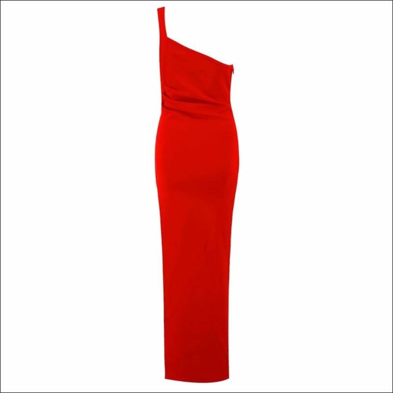 Winnal Sexy One shoulder Side slit Long Dress Vstidos Beach Party Club Bodycon Red